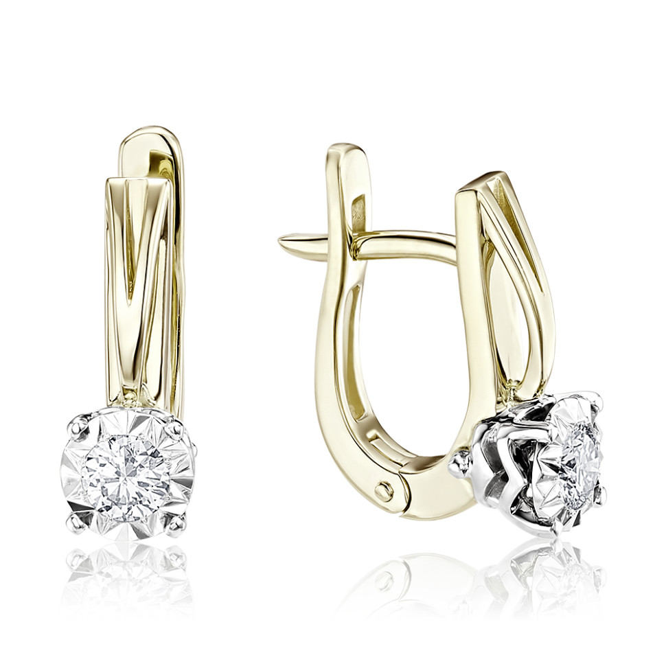 Серьги из комбинированного золота с бриллиантами (052818)