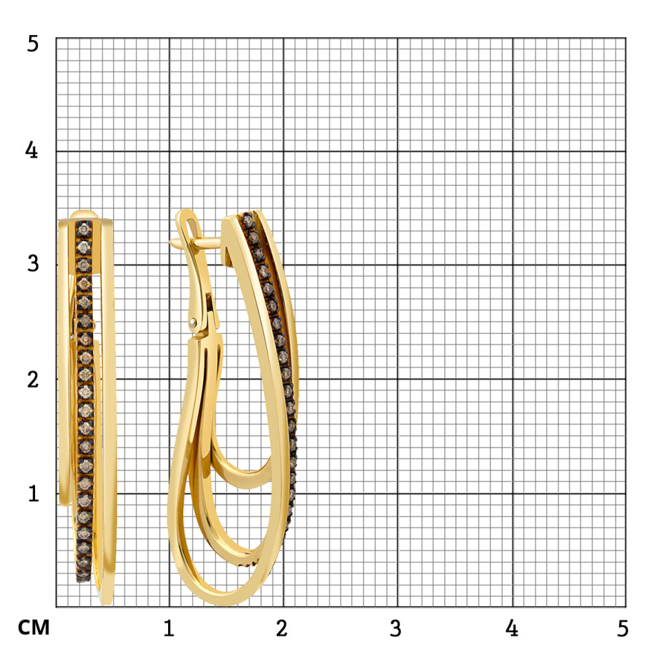 Серьги из желтого золота с бриллиантами (025767)