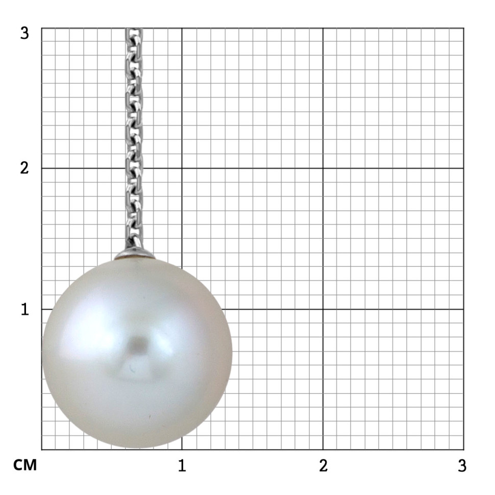 Колье из белого золота с бриллиантами и жемчужиной (049525)