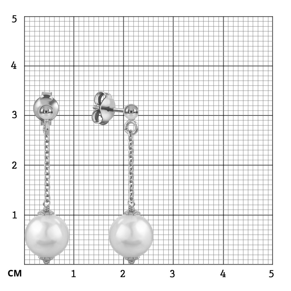 Серьги пусеты из белого золота с  жёмчугом (057897)
