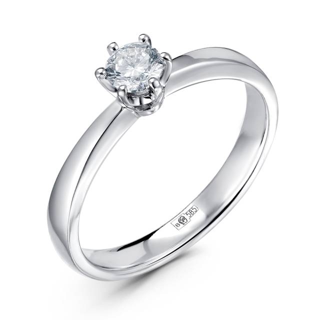 Помолвочное кольцо из белого золота с бриллиантом (058752)