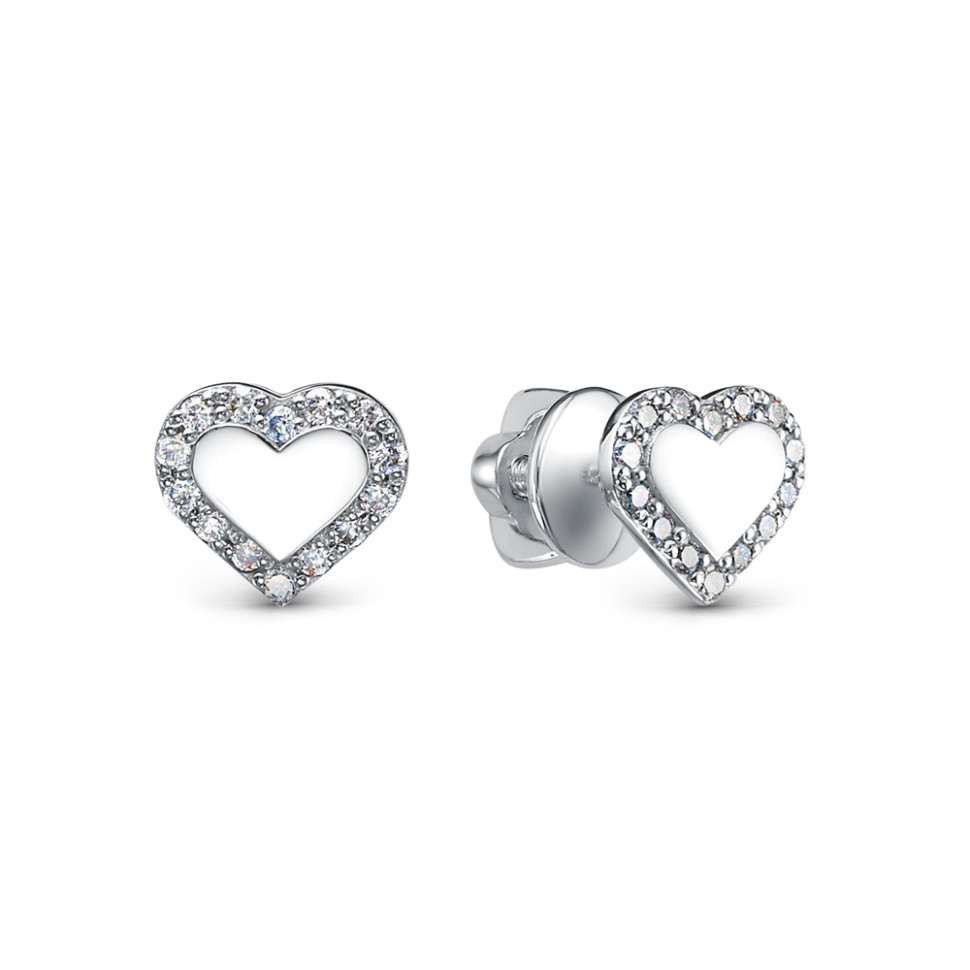 Серьги пусеты из платины с бриллиантами 