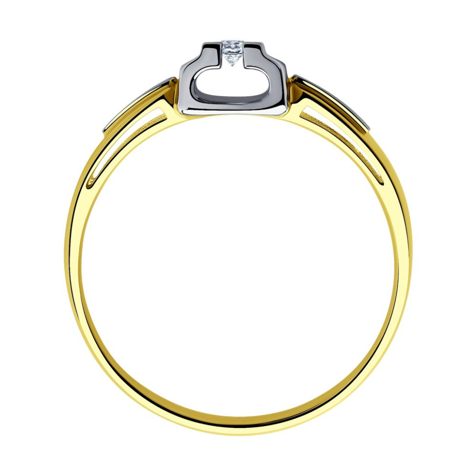 Помолвочное кольцо из комбинированного золота с бриллиантами (043954)