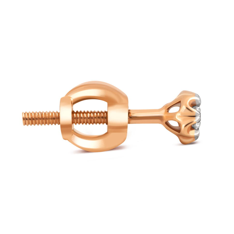 Серьги пусеты из красного золота с бриллиантами (032802)