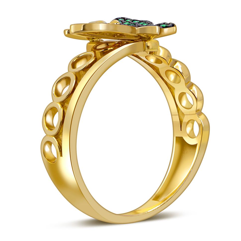 Кольцо из жёлтого золота с фианитами 