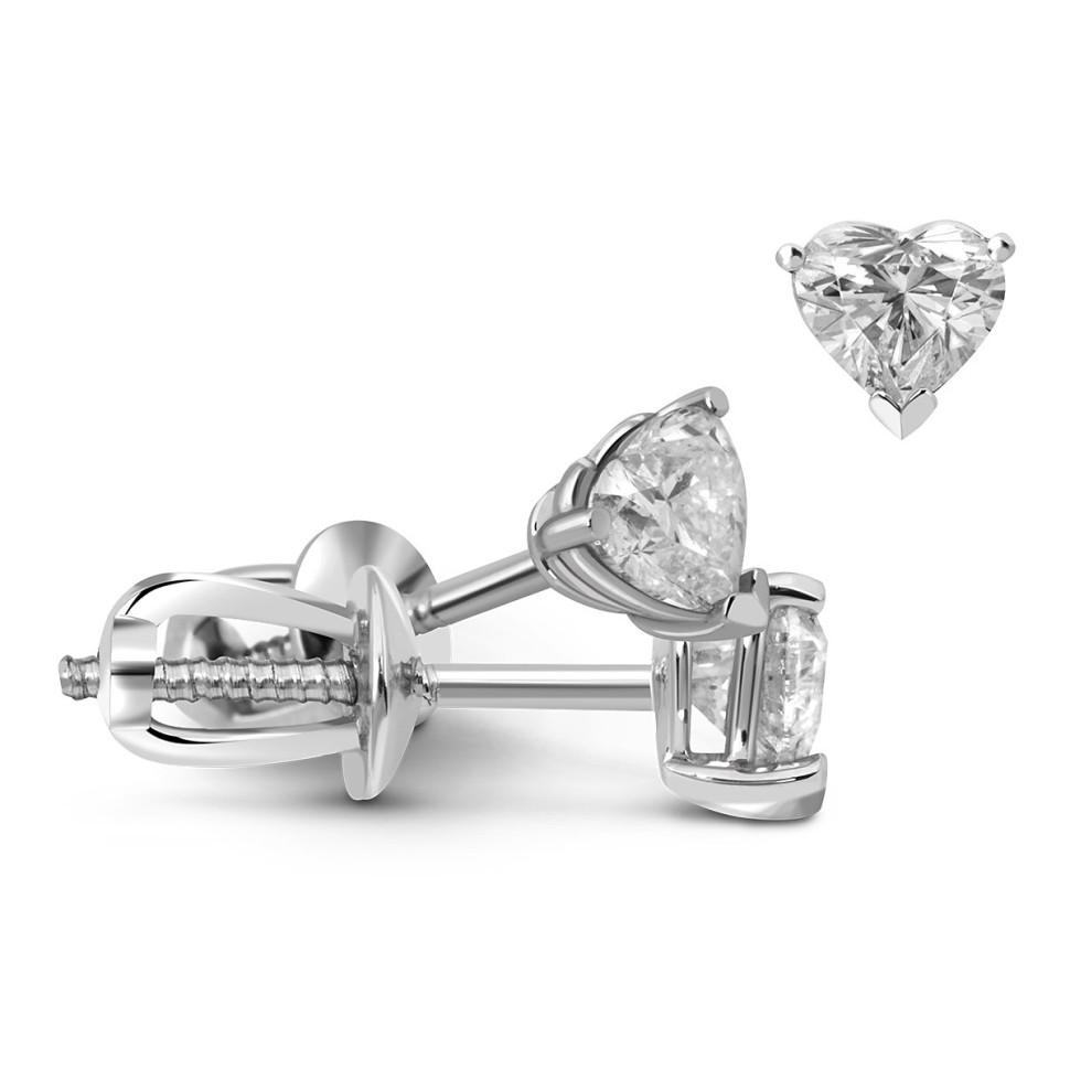 Серьги пусеты из белого золота с бриллиантами (010665)