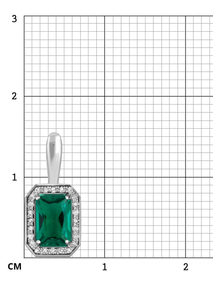 Кулон  из белого золота с бриллиантами и синтетической вставкой (045644)
