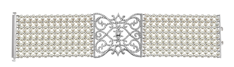 Браслет из белого золота с бриллиантами и жечугом (024234)