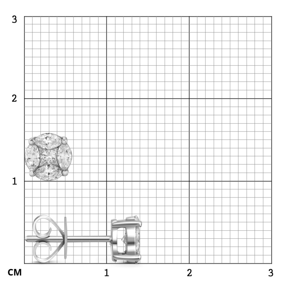 Серьги пусеты из белого золота с бриллиантами (057752)