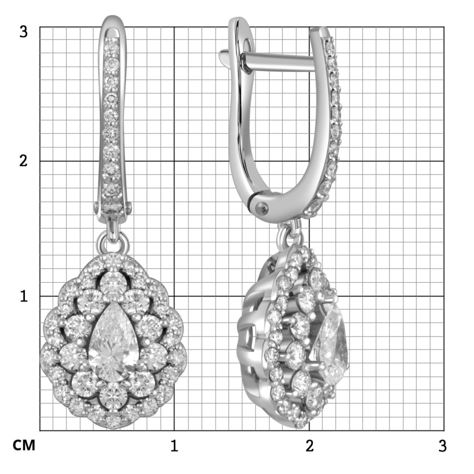 Серьги из белого золота с бриллиантами (059685)