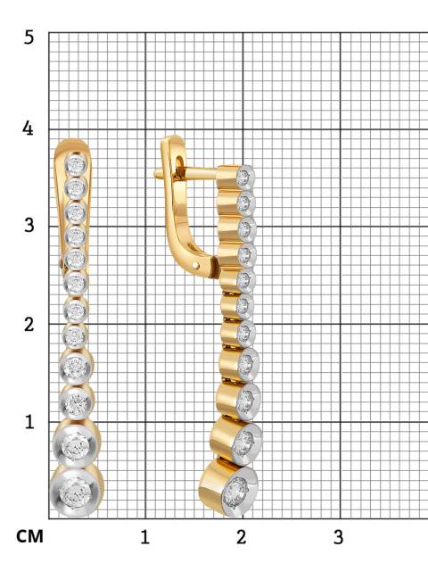 Серьги из жёлтого золота с бриллиантами (038527)