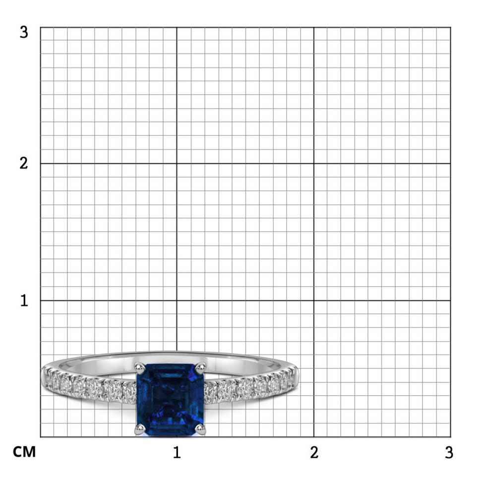 Кольцо из белого золота с бриллиантами и сапфиром (063499)