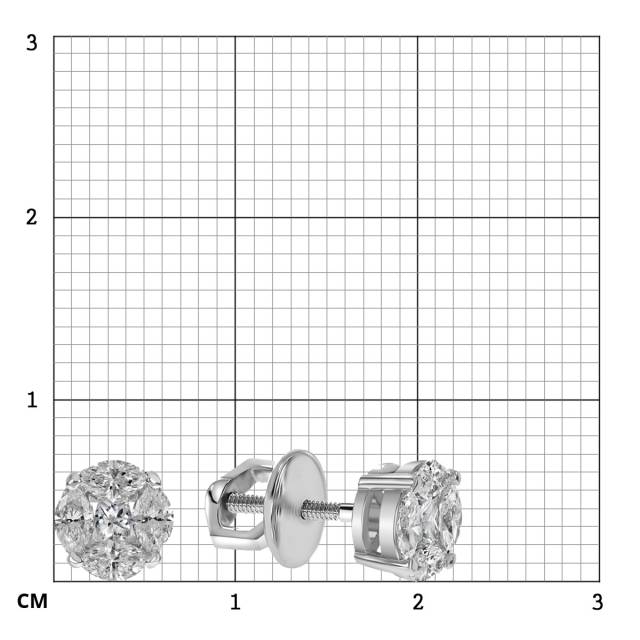 Серьги пусеты из белого золота с бриллиантами (061643)