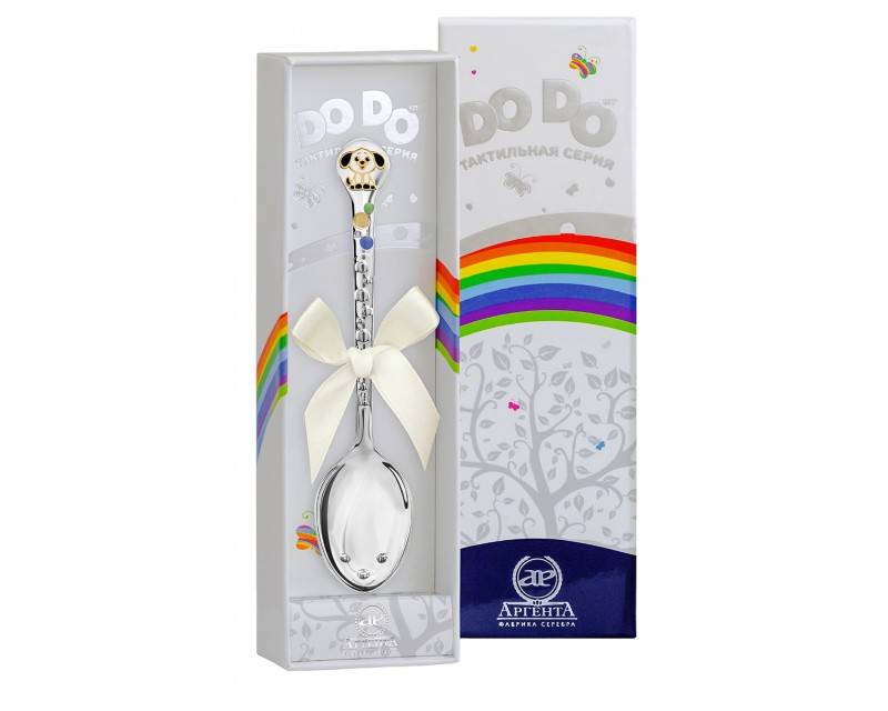 Ложка детская из серебра 925 пробы с эмалью (042392)