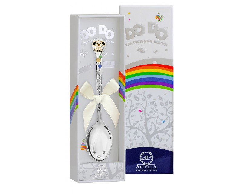 Ложка детская из серебра 925 пробы с эмалью (042392)