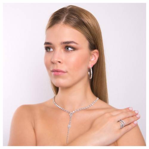 Серьги конго из белого золота с бриллиантами