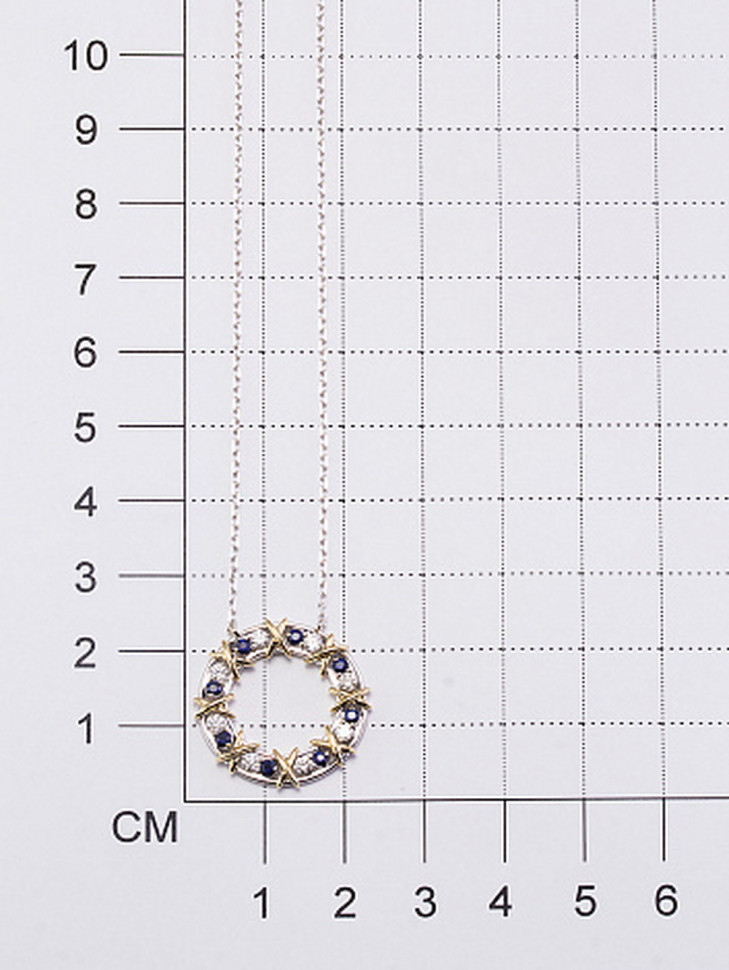 Колье из комбинированного золота с бриллиантами и сапфирами (050231)
