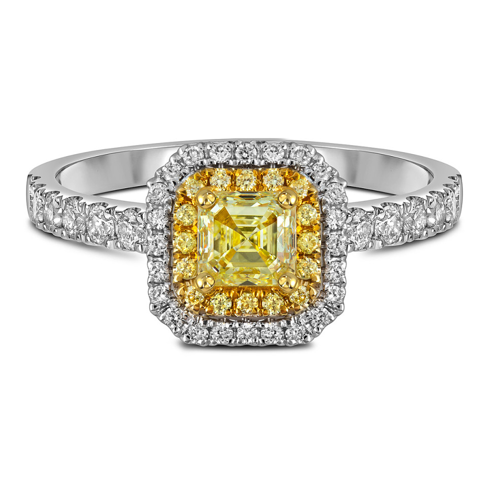 Кольцо из белого золота с жёлтыми бриллиантами (063517)