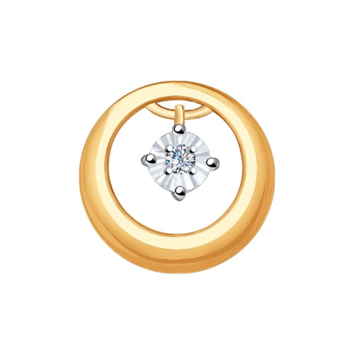 Кулон из красного золота с бриллиантом (036503)