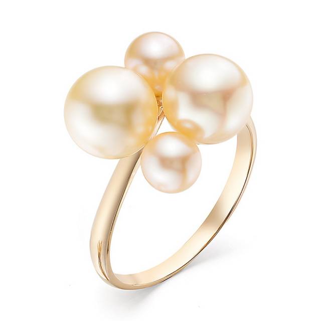 Кольцо из красного золота с жемчугом (042208)