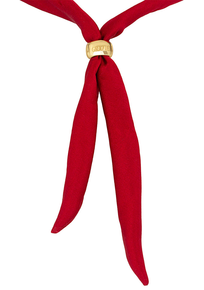 Колье из серебра с эмалью и шёлком 