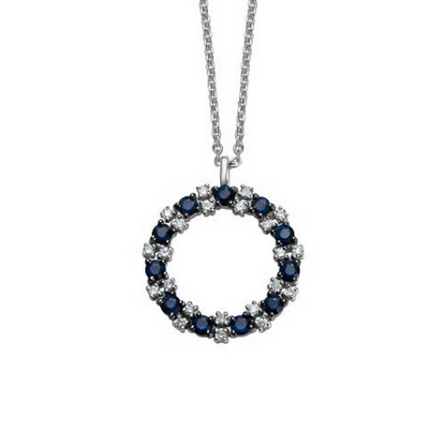 Колье из белого золота с бриллиантами и сапфирами (060433)