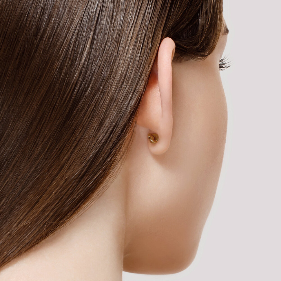 Серьги пусеты из красного золота с бриллиантами 