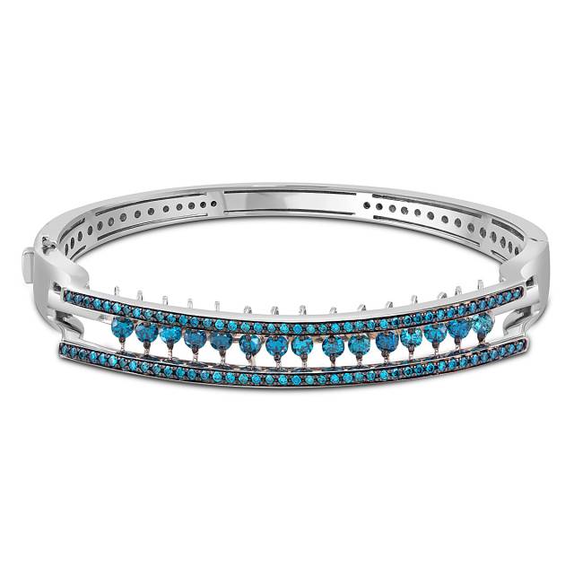 Браслет из жёлтого золота с "плавающими"  голубыми бриллиантами (052897)