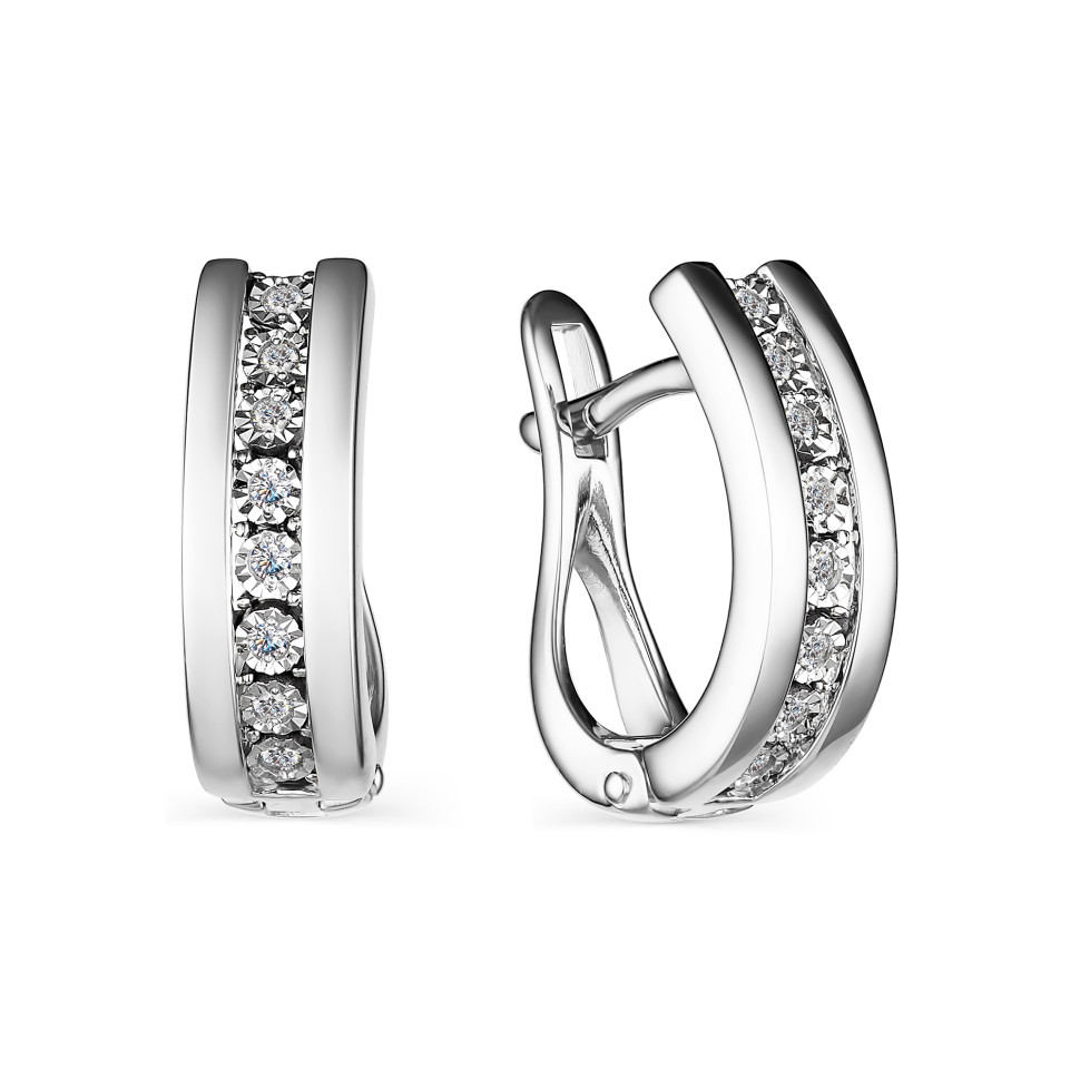 Серьги из белого золота с бриллиантами (046048)