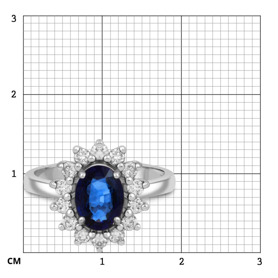 Кольцо из белого золота с бриллиантами и сапфиром (062758)