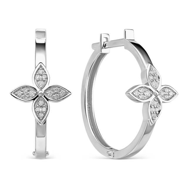 Серьги конго из белого золота с бриллиантами (061337)