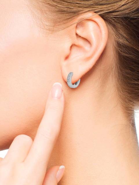 Серьги конго из белого золота с бриллиантами (059907)