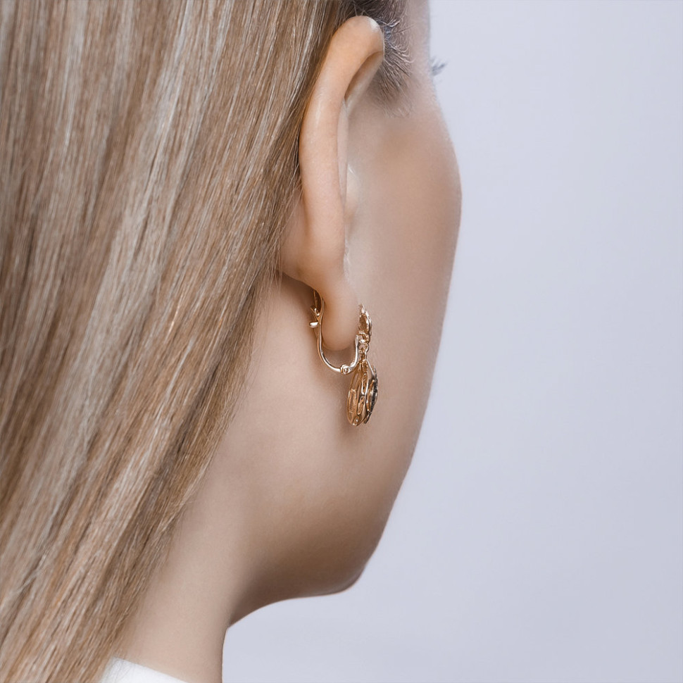 Серьги из красного золота с бриллиантами (046497)