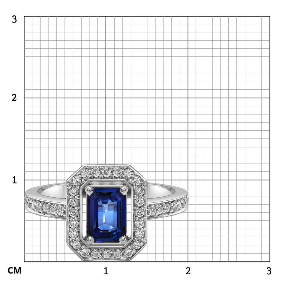 Кольцо из белого золота с бриллиантами и сапфиром (062662)