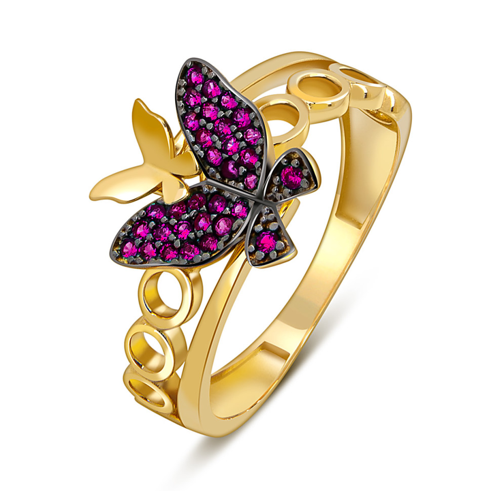 Кольцо из жёлтого золота с фианитами 