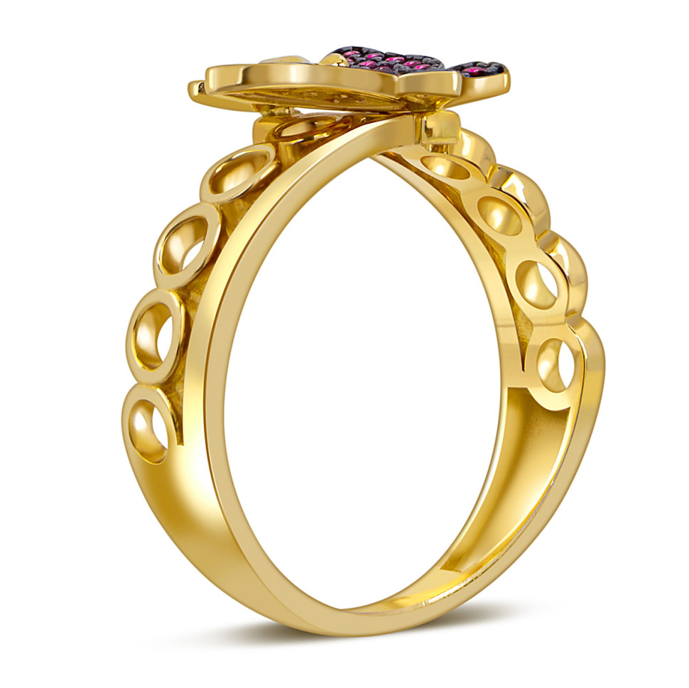 Кольцо из жёлтого золота с фианитами 