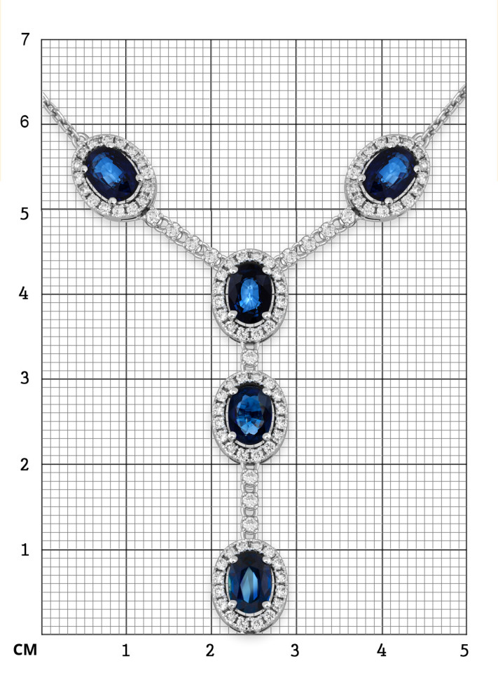 Колье из белого золота с бриллиантами и сапфирами (050780)