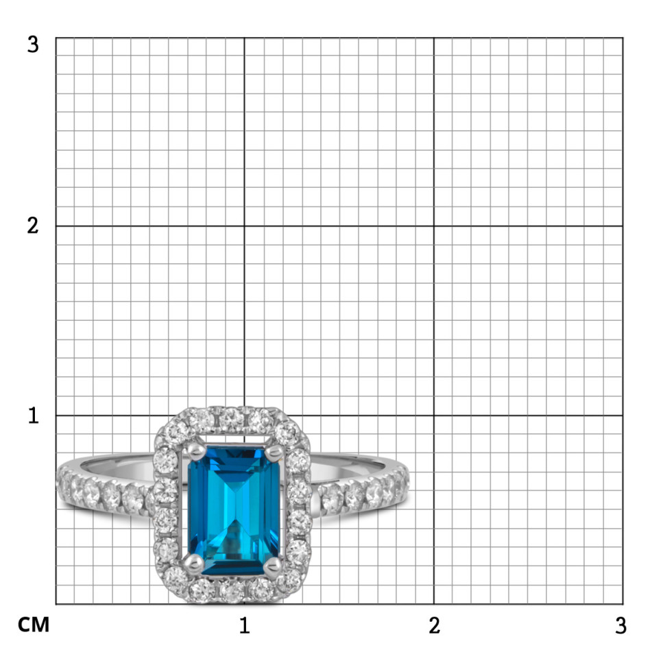 Кольцо из белого золота с бриллиантами и топазом (059443)