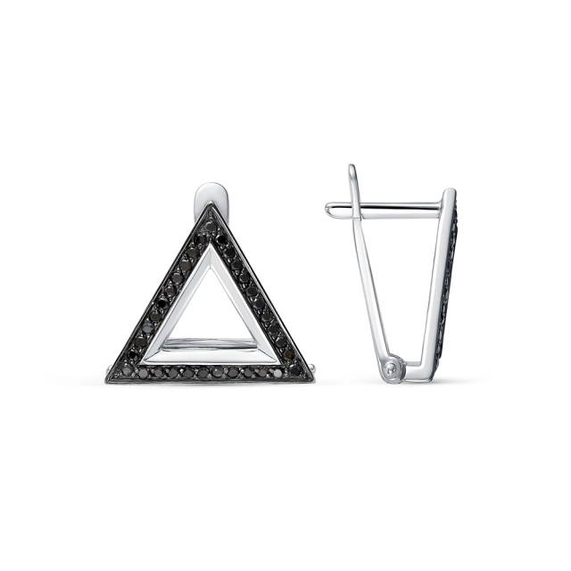 Серьги из белого золота с чёрными бриллиантами (059496)