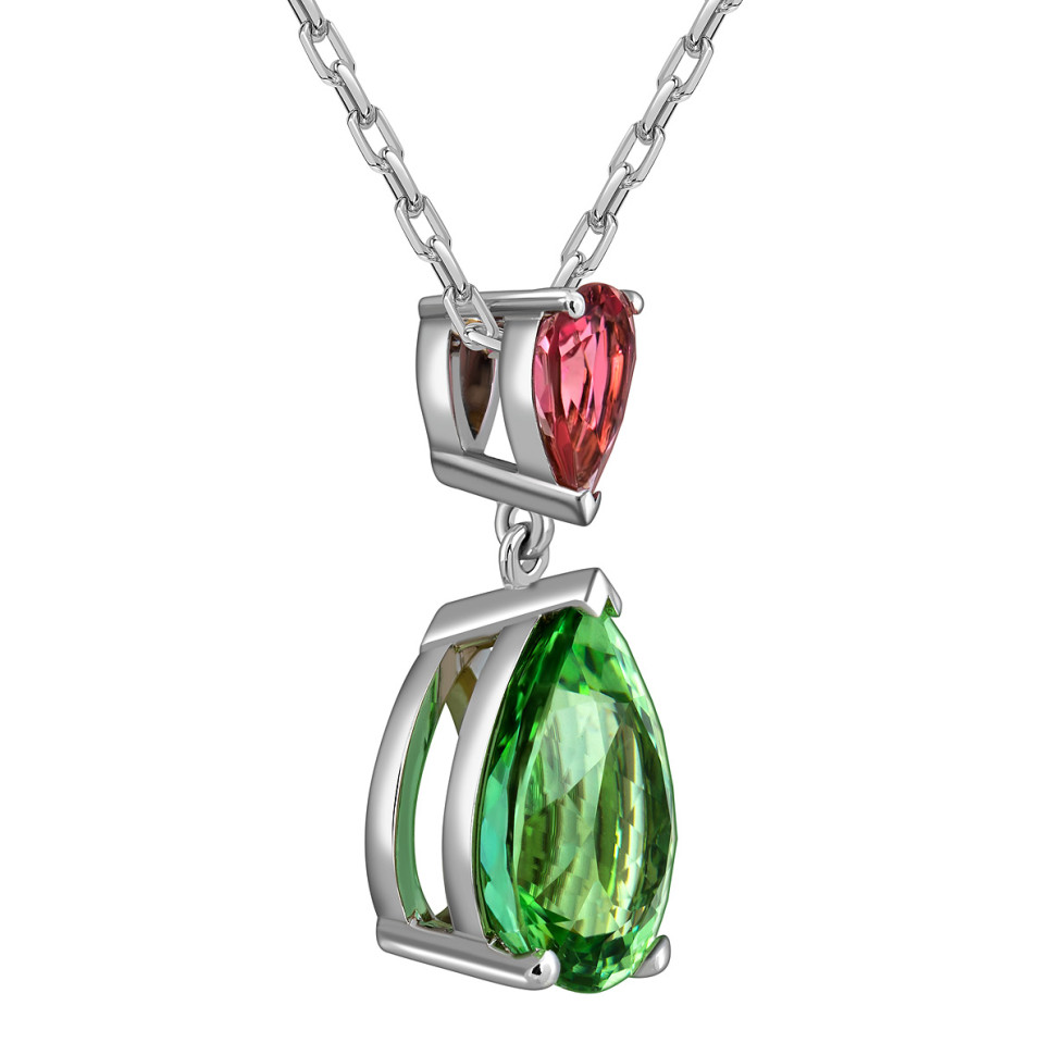 Колье из белого золота с цветными турмалинами (063153)