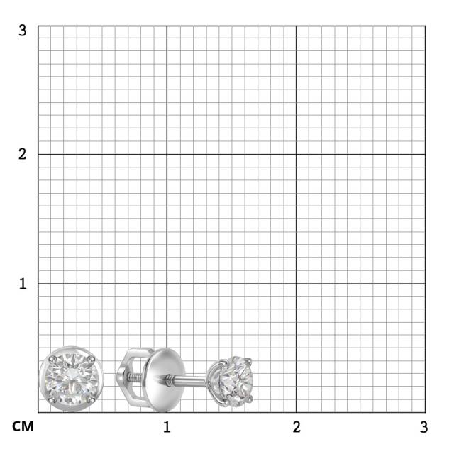 Серьги пусеты из белого золота с бриллиантами (058643)