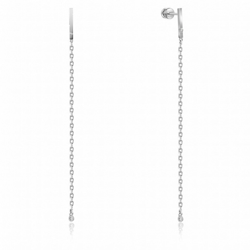 Серьги из белого золота с бриллиантами (047690)