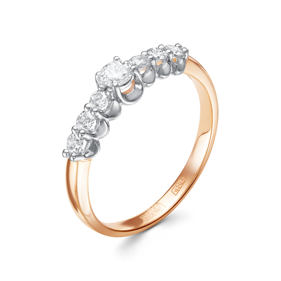 Помолвочное кольцо из комбинированного золота с бриллиантами (043493)