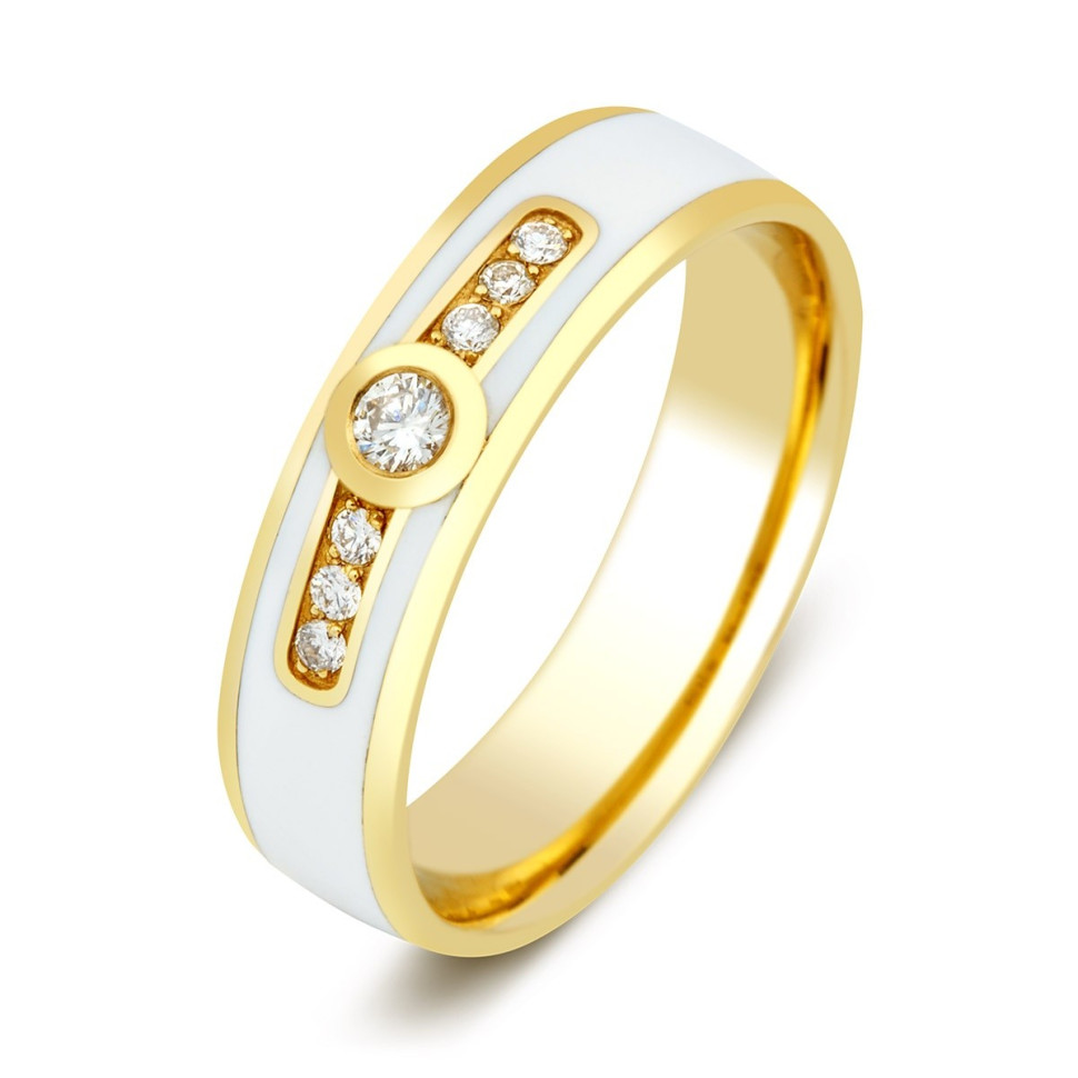 Обручальное кольцо с бриллиантами и эмалью Фарос (010800)