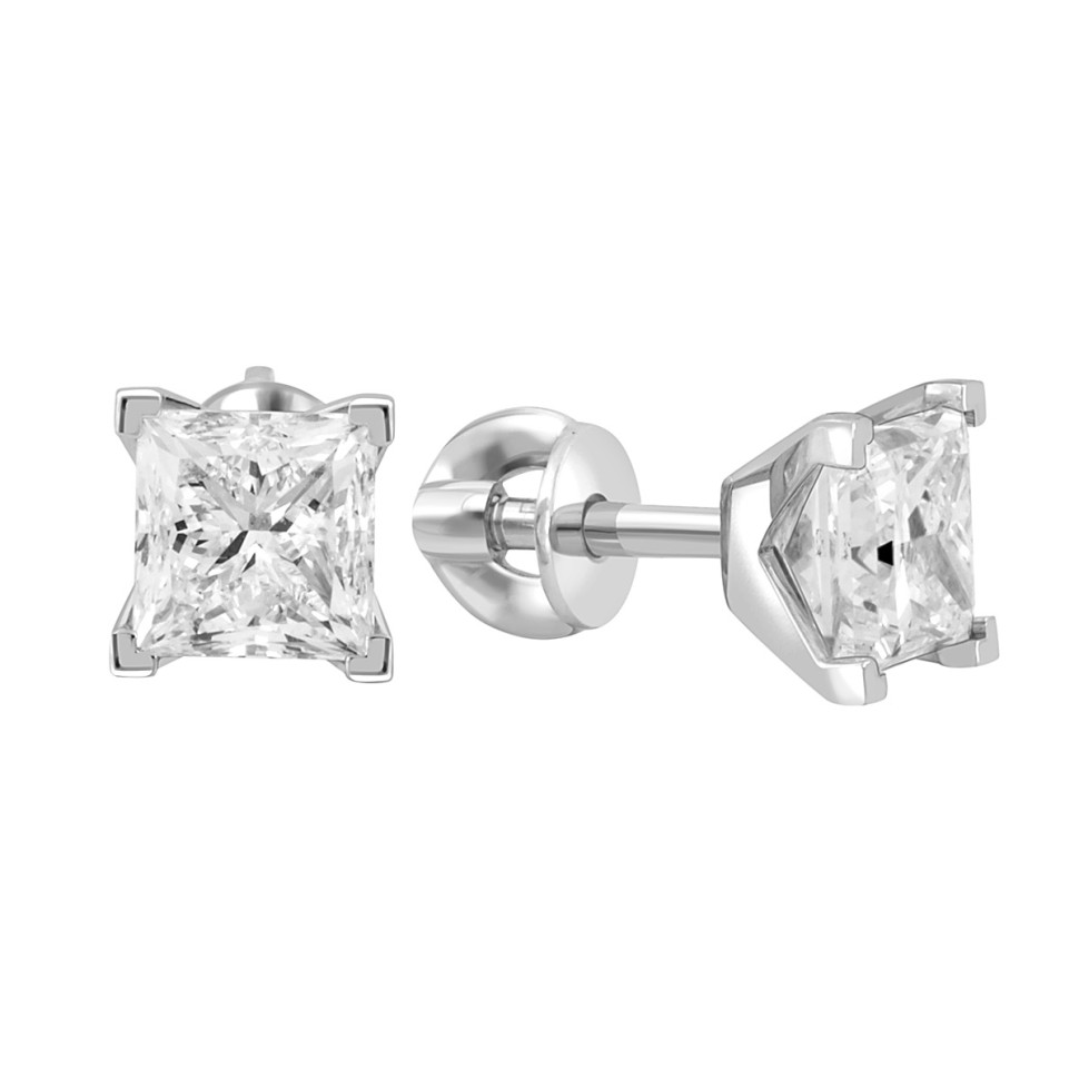 Серьги пусеты из белого золота с бриллиантами (047306)