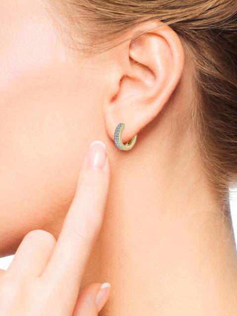 Серьги конго из жёлтого золота с бриллиантами (059908)