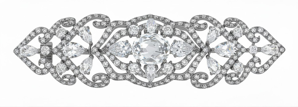 Брошь из белого золота с бриллиантами и топазами (042781)