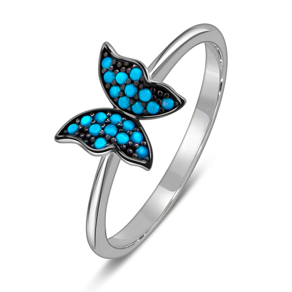 Кольцо из белого золота с фианитами 