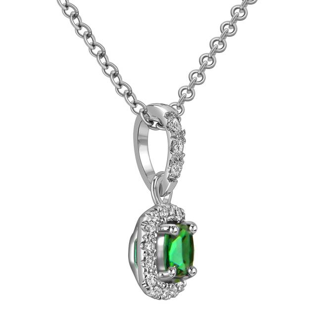 Кулон из белого золота с бриллиантами и зелёным турмалином (059484)