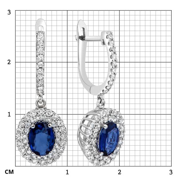 Серьги с сапфирами и бриллиантами из белого золота (014159)